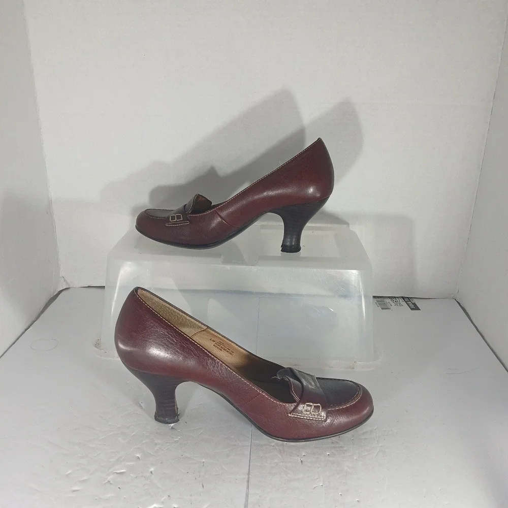 Sofft Leather Loafer Pumps 6.5M Brown Dark Academia Officecore Heels